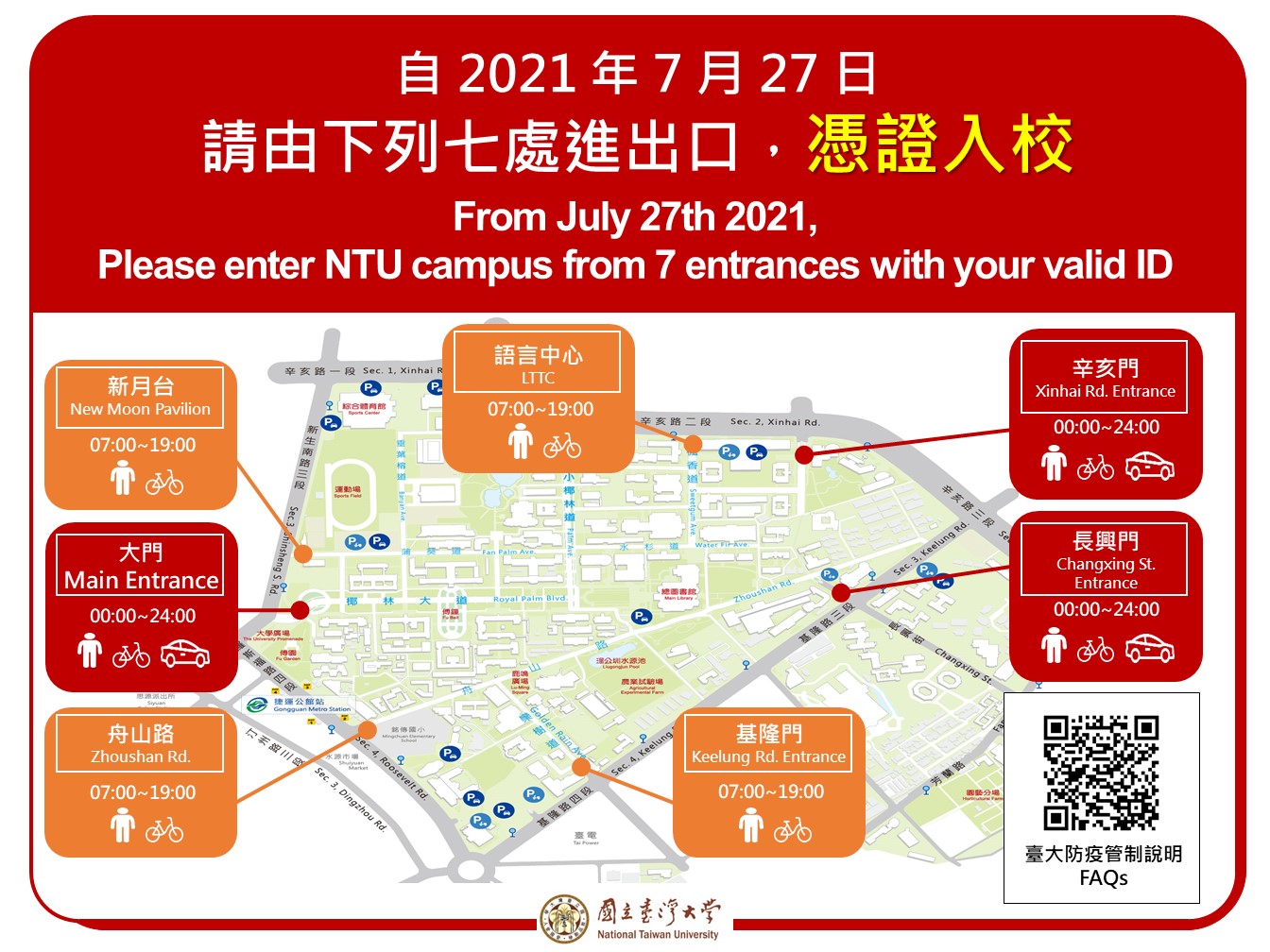 2021-7-27-校園七處出入口地圖 2021-5-15-校園三處出入口地圖